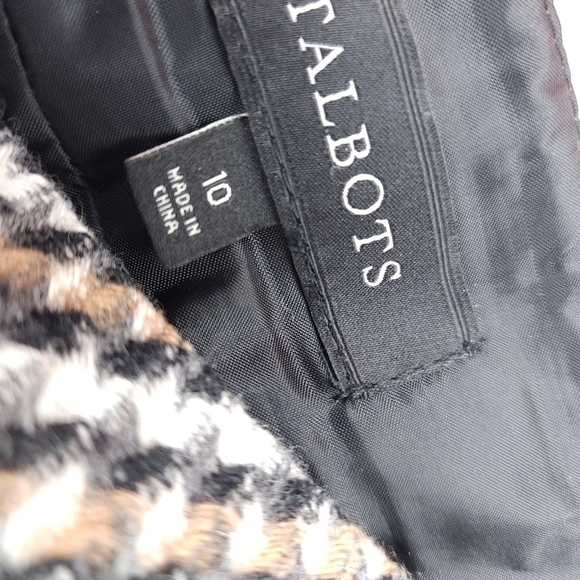 Talbots Grey White Cream Thick Plaid Pleated Knit Skirt Sz 10 - Picture 3 of 11